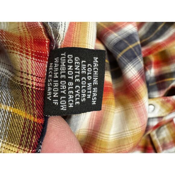 BKE Vintage 1967 Button Up Plaid Size L Athletic Fit Red Blue Snap Western Rodeo - Picture 7 of 8